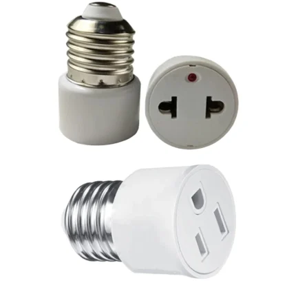 US/EU Plug Screw Bulb Base Adapter E27 To Socket