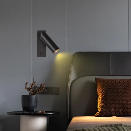 LED Wall Lamp with Switch 3W Modern Folding Rotation Sconce Indoor Wall Light for Hotel Home Bedroom Bedside Reading Light