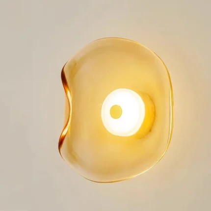 High Quality Wall Lamp Curved Yellow Glass Shade Diffuses Light Gently Creates Cozy Atmosphere Ideal for Various Home Interiors