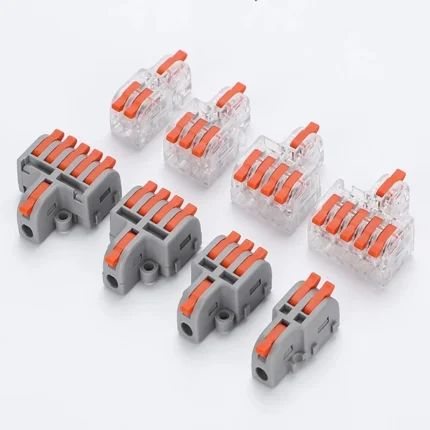 Fast Universal Compact Conductor Junction Box Spring Splice Terminal Block Push-in Wire Connector Cable Splitter 1 in 3/4 out