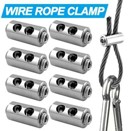 10pcs 2/3mm Wire Rope Clamps Stainless Steel Cable Fastener Adjustable Screw Copper Metal Clip Sling Fitting